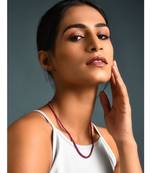 Red Gold Tone Beaded Necklace