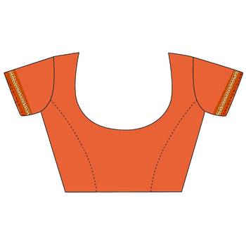 orange plain georgette saree with blouse 4