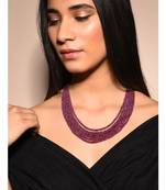 Red Gold Tone Multilayered Beaded Necklace