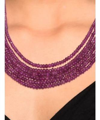 Red Gold Tone Multilayered Beaded Necklace 2
