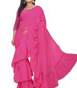 pink plain georgette saree with blouse