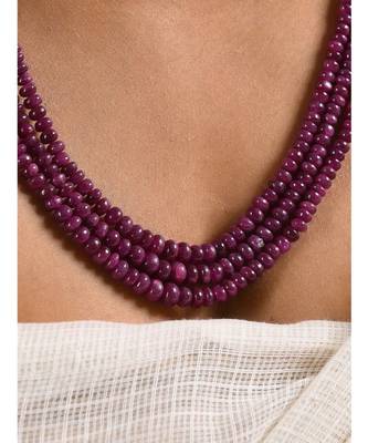 Red Gold Tone Multilayered Beaded Necklace 1
