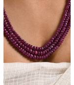 Red Gold Tone Multilayered Beaded Necklace