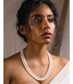 White Gold Tone With Natural Pearl Inspired Necklace