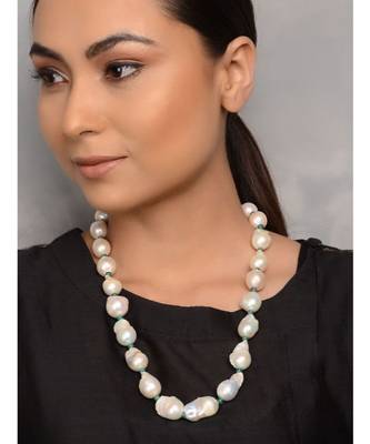 White Gold Tone With Natural Stones Necklace 1