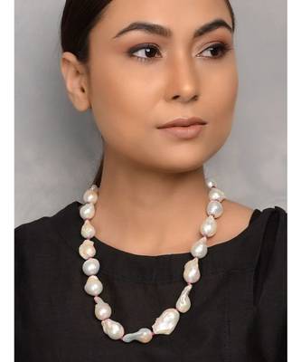 White Gold Tone With Natural Stones Necklace 1