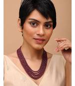 Red Gold Tone Handcrafted Multilayered Necklace