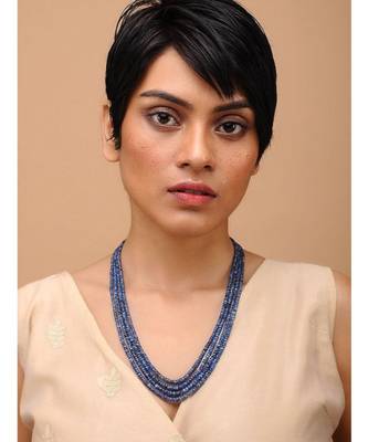Blue Gold Tone Handcrafted Necklace 1