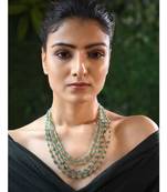Green Gold Tone Necklace With Natural Stones
