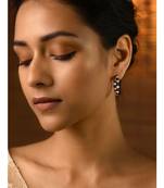 White And Blue Gold Tone Pearl Earrings