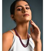 Red Gold Tone Beaded Handcrafted Necklace