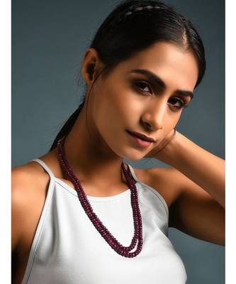 Red Gold Tone Beaded Handcrafted Necklace 1