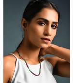 Red And Green Gold Tone Beaded Necklace