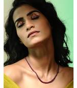 Red Gold Tone Beaded Necklace