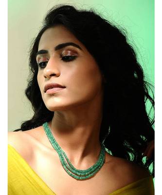 Green Gold Tone Handcrafted Necklace 1