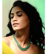 Green Gold Tone Handcrafted Necklace