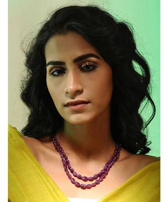 Red Natural Stones Gold Tone Necklace 1