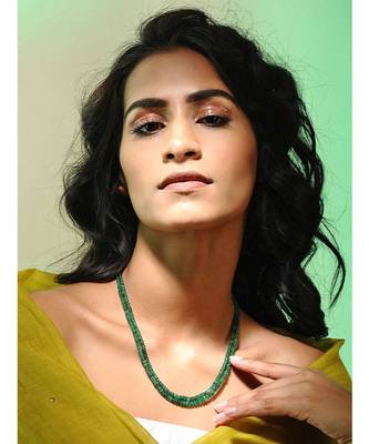 Green Gold Tone Handcrafted Necklace 1