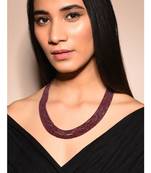 Red Beaded Gold Tone Multilayered Necklace