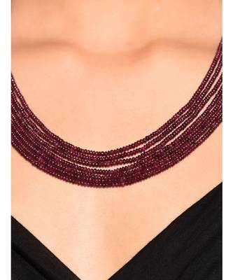 Red Beaded Gold Tone Multilayered Necklace 2