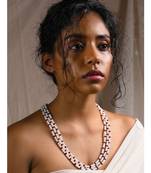 White Gold Tone Pearl And Beaded Necklace