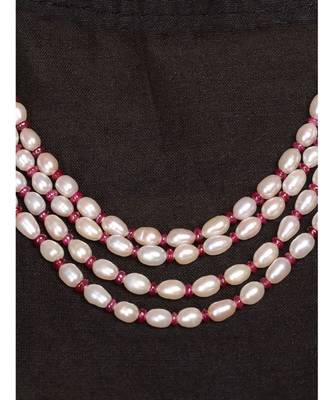 White And Red Gold Tone Pearl And Beaded Necklace 2