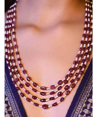 White And Red Gold Tone Pearl Necklace 2