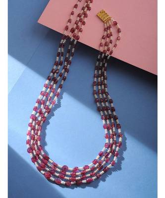 White And Red Gold Tone Pearl Necklace 3
