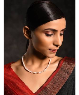 White Gold Tone Pearl Necklace 1