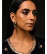 Red Gold Tone Kundan Inspired Earrings