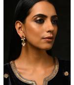 White Gold Tone Kundan Inspired Earrings
