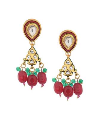 Multicoloured Gold Tone Kundan Earrings 2