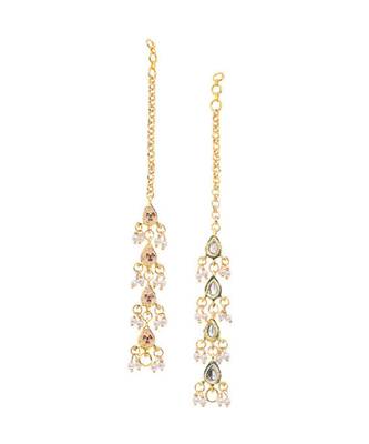 White Gold Tone Kundan Inspired Earrings 1