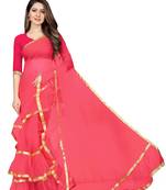 pink plain net saree with blouse