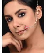 Red Delicate Kundan Nosepin