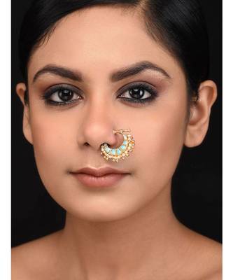 Turquoise Kundan Nosepin 1