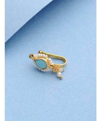 Turquoise Kundan Delicate Nosepin 2