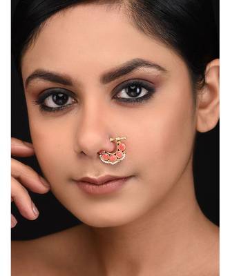 Peach Kundan Delicate Nosepin 1