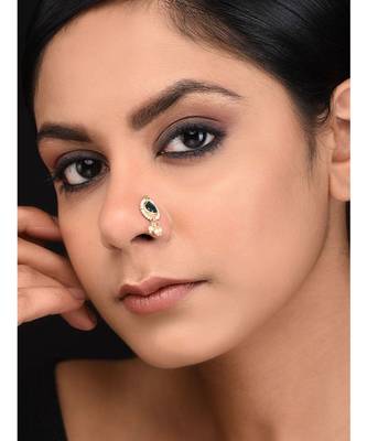 Green Kundan Delicate Nosepin 1