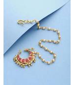 Ruby Red Kundan And Pearl Nosepin