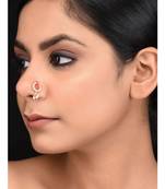 Red Delicate Kundan And Pearl Nosepin