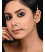 Gold Plated Kundan Inspired Pearl Nosepin
