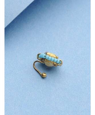 Turquoise Kundal Inspied Pearl Nosepin 2