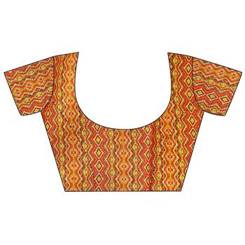 orange plain tussar silk saree with blouse 4