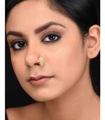 Gold Tone Floral Kundan Nosepin
