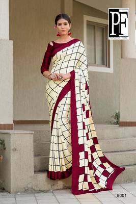 Purple Printed Faux Satin Saree With Blouse 1