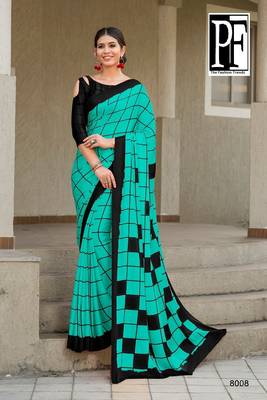 Black Printed Faux Satin Saree With Blouse 1