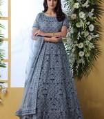 Grey Embroidered Net Salwar