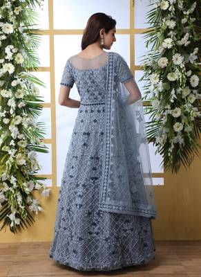 Grey Embroidered Net Salwar 3