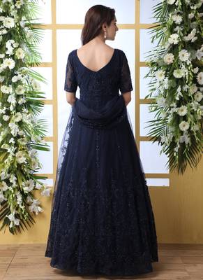Blue Embroidered Net Salwar 2